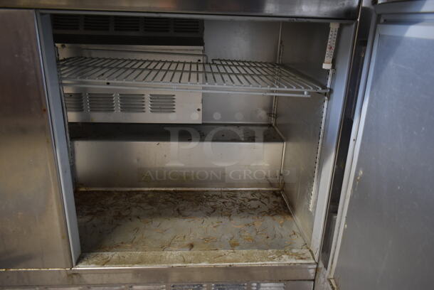 Beverage Air SUR60-16C Stainless Steel Commercial Sandwich Salad Prep Table Bain Marie Mega Top on Commercial Casters. 115 Volts, 1 Phase. Tested and Powers On But Does Not Get Cold - Image 7 of 8