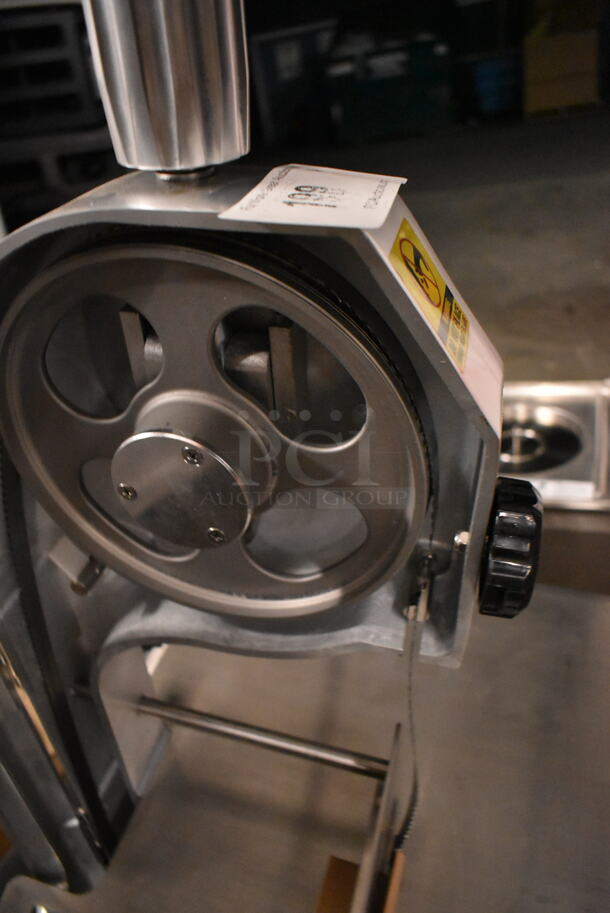 BRAND NEW SCRATCH AND DENT! Backyard Pro 554BSSW65AL Stainless Steel Commercial Butcher Series 65" Blade Countertop Vertical Band Meat Saw. 115 Volts, 1 Phase. Tested and Does Not Power On
 - Image 4 of 5