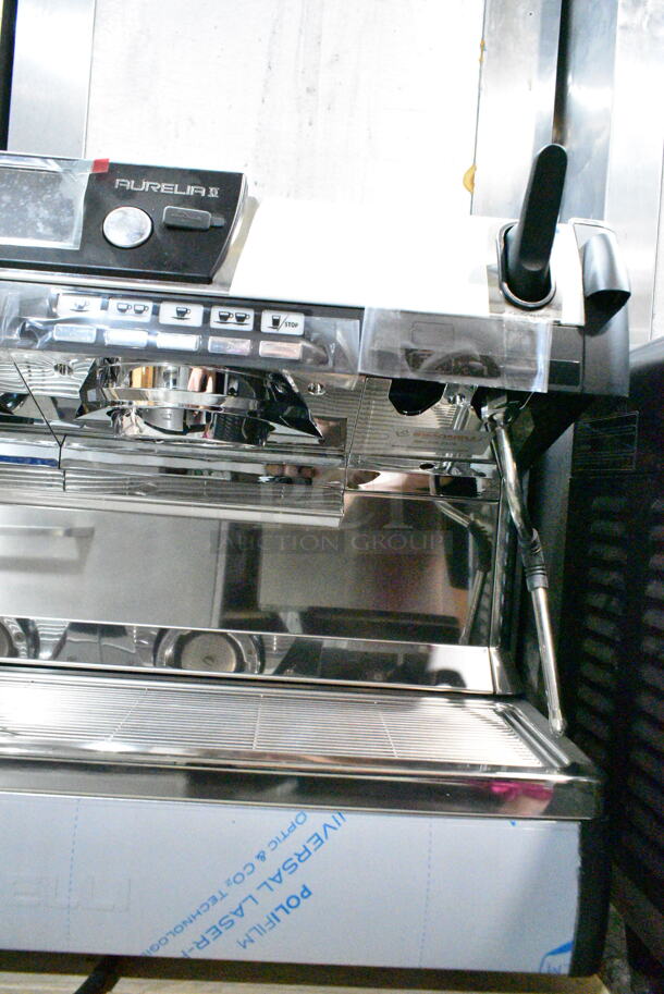 BRAND NEW! 2016 Nuova Simonelli Aurelia II Stainless Steel Commercial Countertop 2 Group Espresso Machine w/ Steam Wands. 208-240 Volts, 1 Phase.  - Image 9 of 12