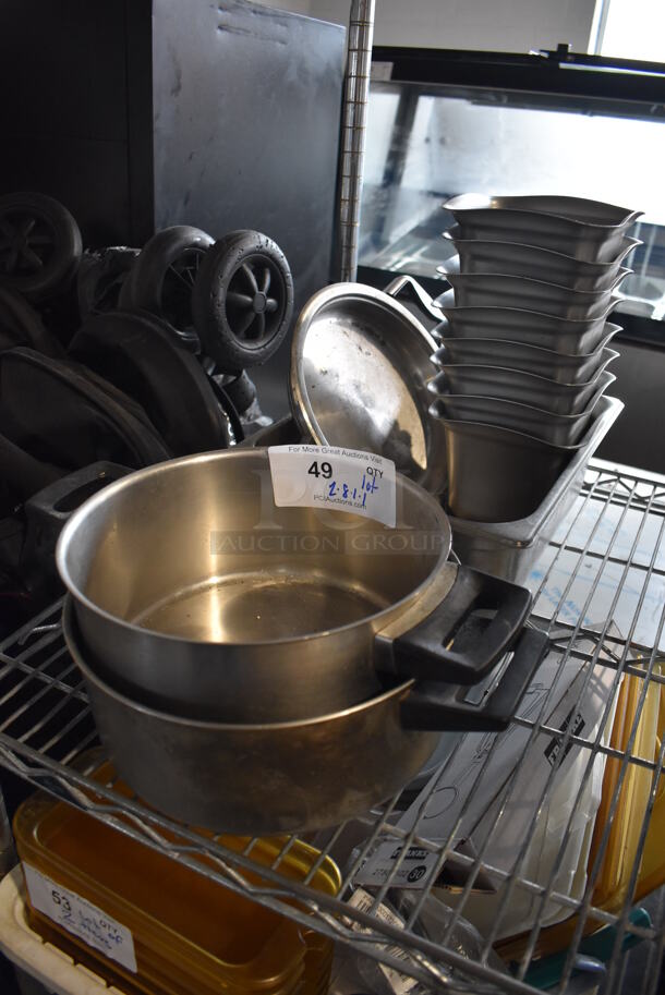 ALL ONE MONEY! Lot of Various Metal Items Including 2 Stock Pots and 8 Bins - Image 2 of 3