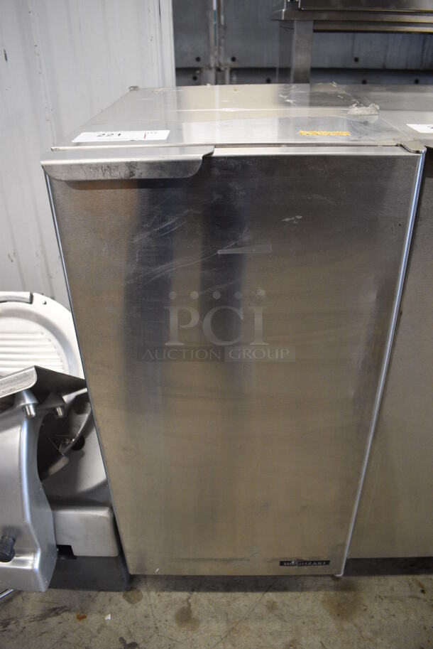 2010 Hoshizaki AM-50BAE-AD Stainless Steel Commercial Self Contained Slim Line Ice Machine. 115-120 Volts, 1 Phase. 15x23x32