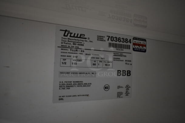 2011 True TG2R-2S Stainless Steel Commercial 2 Door Reach In Cooler w/ Poly Coated Racks on Commercial Casters. 115 Volts, 1 Phase. Tested and Working! - Image 7 of 8