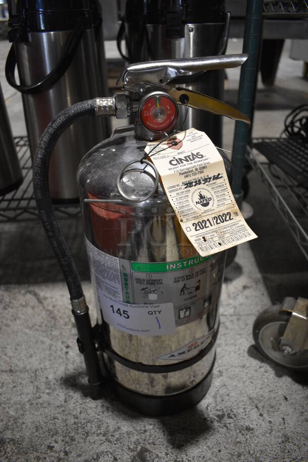 Amerex Wet Chemical Fire Extinguisher. 8x7x19. Buyer Must Pick Up - We Will Not Ship This Item. 
