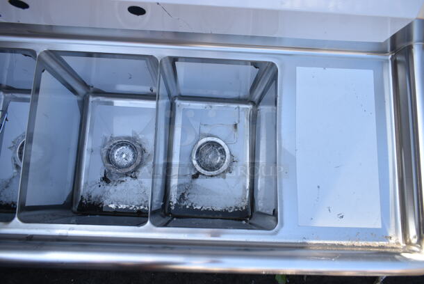 BRAND NEW SCRATCH AND DENT! Steelton 522CS31014LR 54" 18-Gauge Stainless Steel Three Compartment Commercial Sink with 2 Drainboards - 10" x 14" x 12" Bowls. No Legs.  - Image 4 of 6