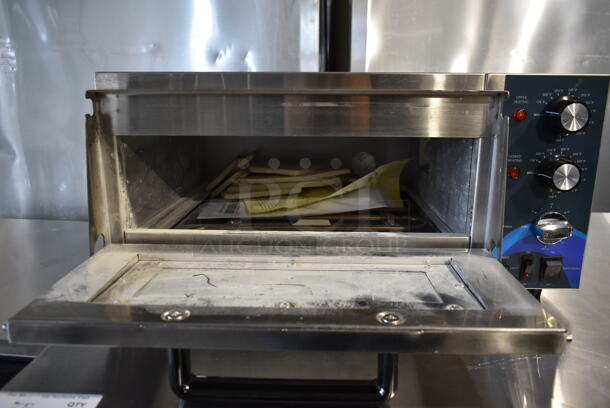 BRAND NEW SCRATCH AND DENT! 2023 Hoocoo CMO-1 Stainless Steel Commercial Countertop Electric Powered Pizza Oven w/ Broken Cooking Stone. 120 Volts, 1 Phase. Tested and Working! - Image 5 of 6