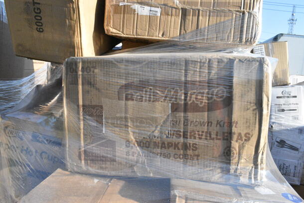 30 BRAND NEW Boxes Including 5004C Choice 4 oz. Coffee Print Poly Paper Hot Cup - 1000/Case, 346BKFSNSPM Choice Medium Weight Black Wrapped Plastic Cutlery Set with Napkin and Salt and Pepper Packets - 250/Case, 3 Box 130IC20DSP1M Choice 20 lb. Clear Plastic Drawstring Ice Bag with Ice Print - 250/Case, 2 Box 5001RT800B Lavex 8" White Hardwound Paper Towel, 800 Feet / Roll - 6/Case, 2 Box 500CC32PHD Choice Heavy Duty 32 oz. Pedestal Heavy Weight Clear PET Plastic Cold Cup - 500/Case, 795PTOKFTW4 Choice Kraft Folded Paper #4 Take-Out Container with Window 7 3/4" x 5 1/2" x 3 1/2" - 140/Case, 5001RT800N Lavex 8" Natural Kraft Hardwound Paper Towel, 800 Feet / Roll - 6/Case, 485STRAWUNN Choice 7 3/4" Jumbo Neon Unwrapped Soda Straw - 10000/Case. 30 Times Your Bid!  - Image 10 of 12