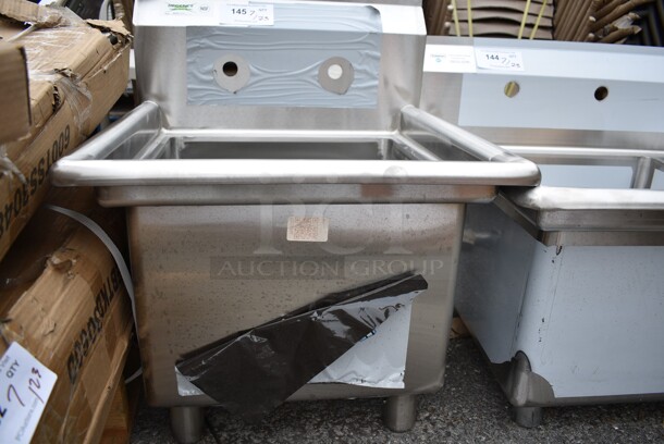 BRAND NEW SCRATCH AND DENT! Regency 600S11717 22" 16-Gauge Stainless Steel One Compartment Commercial Sink with Galvanized Steel Legs and without Drainboard - 17" x 17" x 12" Bowl. No Legs.  - Image 3 of 5