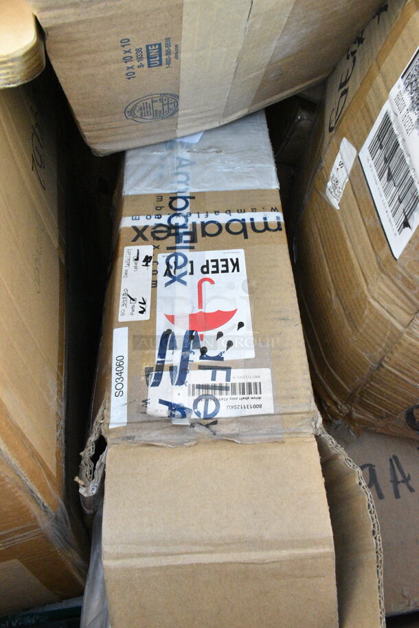 18 BRAND NEW Boxes Including 760VP130 Carnival King 130 oz. Popcorn Bucket - 150/Case, Dart 85MFPPHT3 ProPlanet 8 5/16" x 8" x 3" White Mineral-Filled 3 Compartment Hinged Lid Takeout Container. 18 Times Your Bid!  - Image 3 of 12