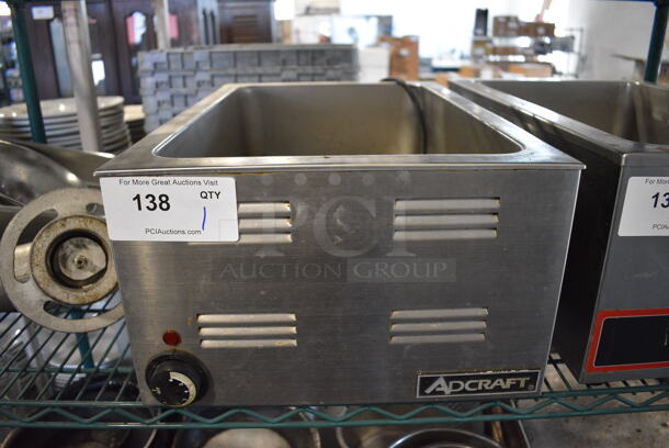 2010 Adcraft Model FW-1200WF Stainless Steel Commercial Food Warmer. 120 Volts, 1 Phase. 14.5x22.5x9. Tested and Working!