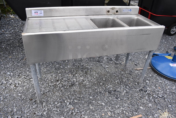 Stainless Steel Commercial 2 Bay Sink w/ Left Side Drain Board. 48x19x32. Bays 10x14x10. Drain Board 16x23x1 - Image 2 of 6