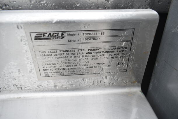 Eagle Stainless Steel Commercial Table w/ Back Splash and Under Shelf on Commercial Casters.  - Image 4 of 4