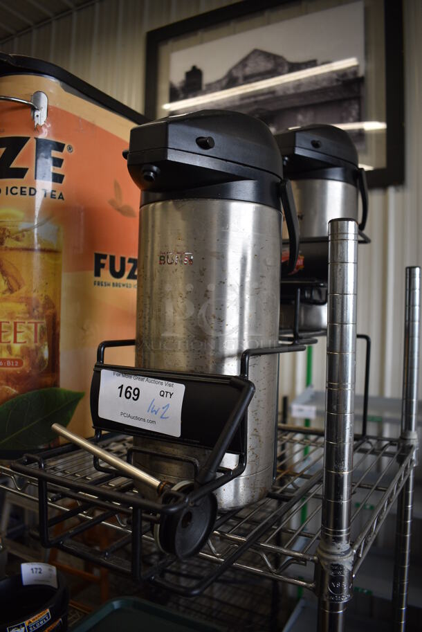 Black Metal Countertop Air Pot Rack w/ 2 Bunn Stainless Steel Air Pots. 7.5x24x14 - Image 2 of 5