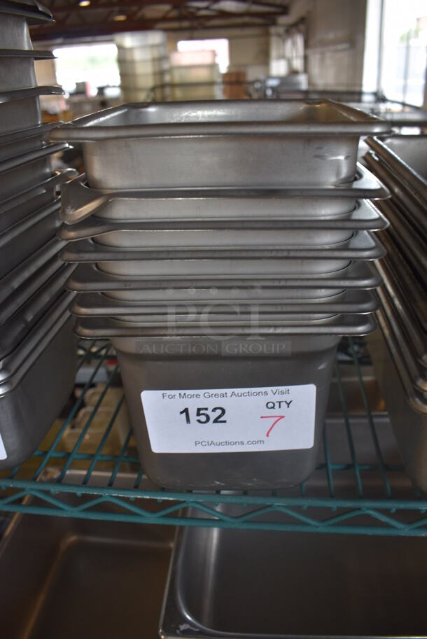 7 Stainless Steel 1/6 Size Drop In Bins. 1/6x6. 7 Times Your Bid!