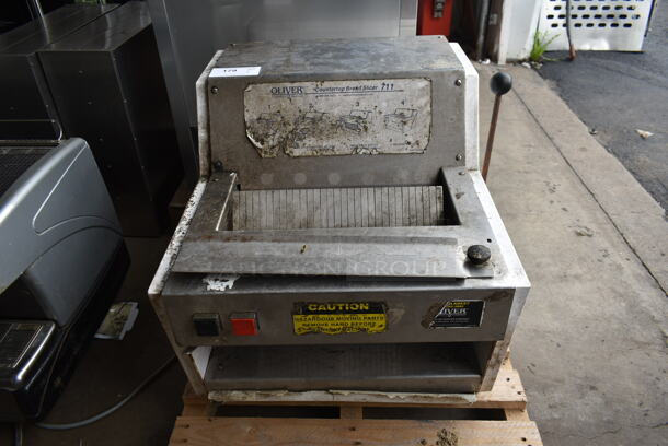 Oliver 711 Stainless Steel Commercial Countertop Bread Loaf Slicer. 115 Volts, 1 Phase. Tested and Working! - Image 1 of 7