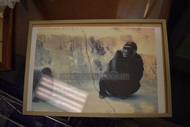 3 Framed Pictures of Gorillas and Bear. Includes 15.5x1x12.5. 3 Times Your Bid! - Image 4 of 5