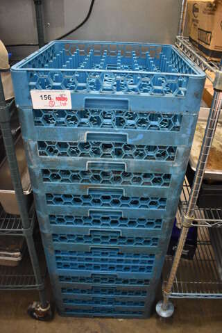 ALL ONE MONEY! Lot of 12 Blue Poly Dish Caddies. Includes 19.5x19.5x4