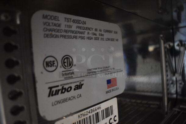Turbo Air Model TST-60SD-24 Stainless Steel Commercial Prep Table on Commercial Casters. 115 Volts, 1 Phase. 60.5x34x37. Tested and Powers On But Does Not Get Cold - Image 5 of 7