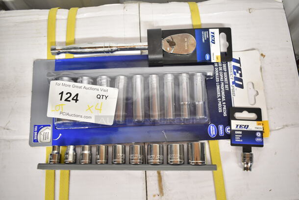 4 BRAND NEW! TEQ Items; Ratchet, Socket Set, Socket Set and 8 MM Socket. 4 Times Your Bid! - Image 1 of 11