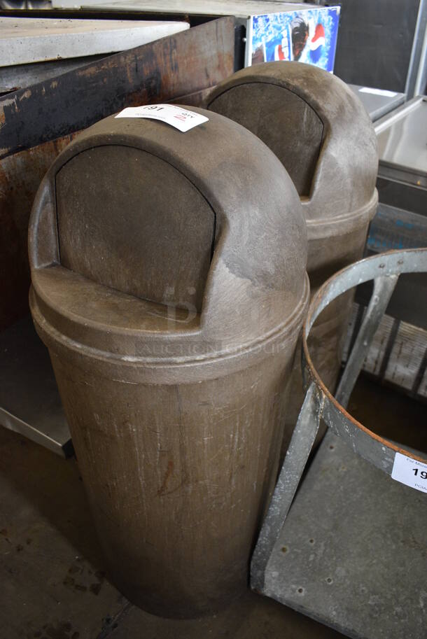 2 Rubbermaid Brown Poly Trash Cans. 14x14x36. 2 Times Your Bid! - Image 2 of 3