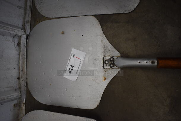 Metal Pizza Peel w/ Wooden Handle. 12x35x1 - Image 3 of 3