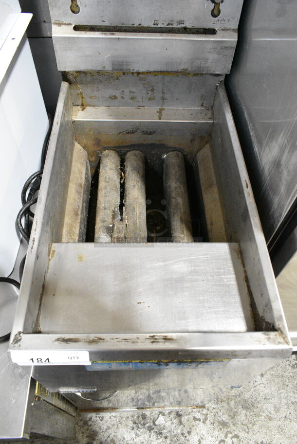 Pitco Frialator Stainless Steel Commercial Floor Style Propane Gas Powered Deep Fat Fryer w/ 3 Metal Fry Baskets.  - Image 3 of 5