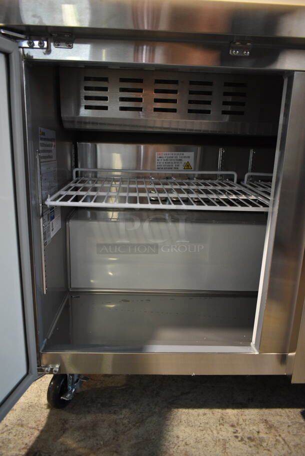 2022 Avantco 178APT48HC Stainless Steel Commercial Sandwich Salad Prep Table Bain Marie Mega Top on Commercial Casters. 115 Volts, 1 Phase. Tested and Working! - Image 8 of 11