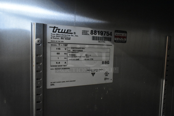 2016 True T-19F Stainless Steel Commercial Single Door Reach In Freezer w/ Poly Coated Racks. 115 Volts, 1 Phase. Cannot Test - Unit Trips Breaker - Image 4 of 4