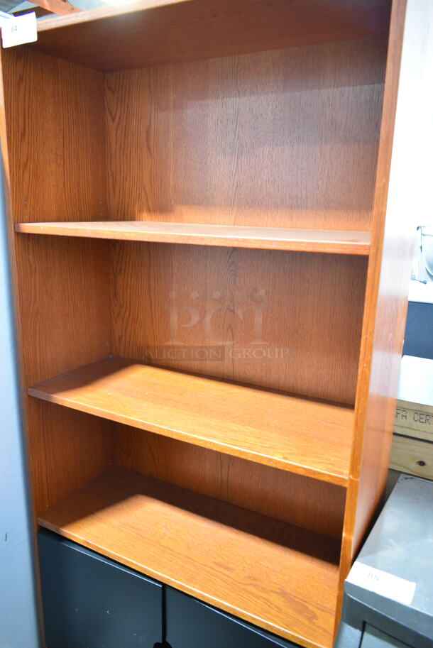 Wood Pattern Shelving Unit.  - Image 2 of 3