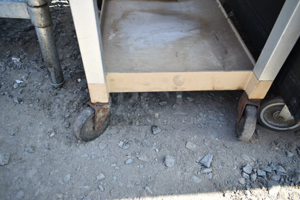 Rubbermaid Tan Poly 3 Tier Cart on Commercial Casters.  - Image 5 of 6