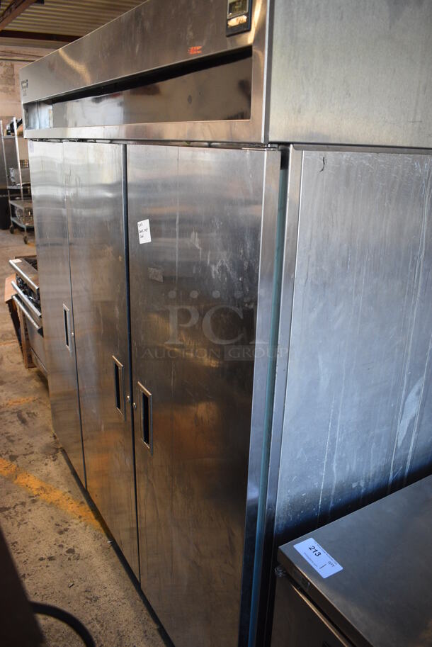 Delfield Stainless Steel Commercial 3 Door Reach In Cooler w/ Poly Coated Racks on Commercial Casters. 77x32x80. Cannot Test Due To Plug Style - Image 6 of 6