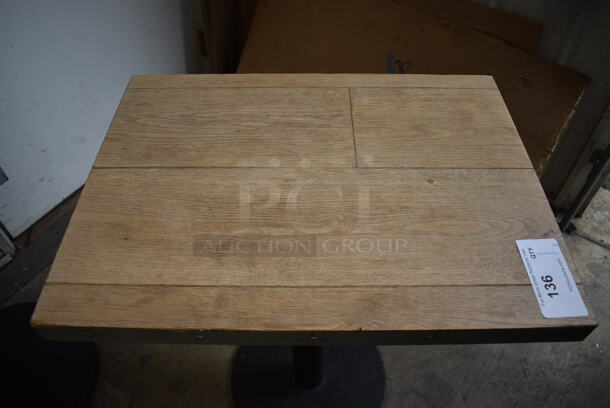 Wood Pattern Dining Height Table on Metal Table Base. 18x23.5x30 - Image 2 of 5