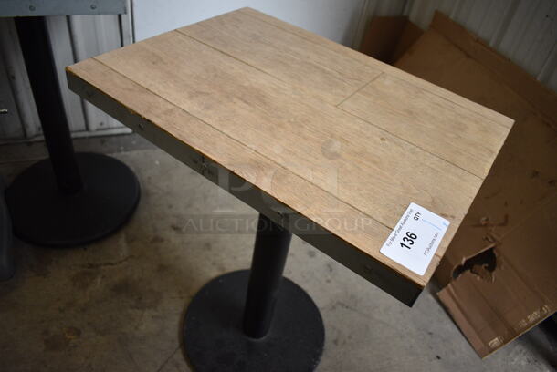 Wood Pattern Dining Height Table on Metal Table Base. 18x23.5x30 - Image 5 of 5