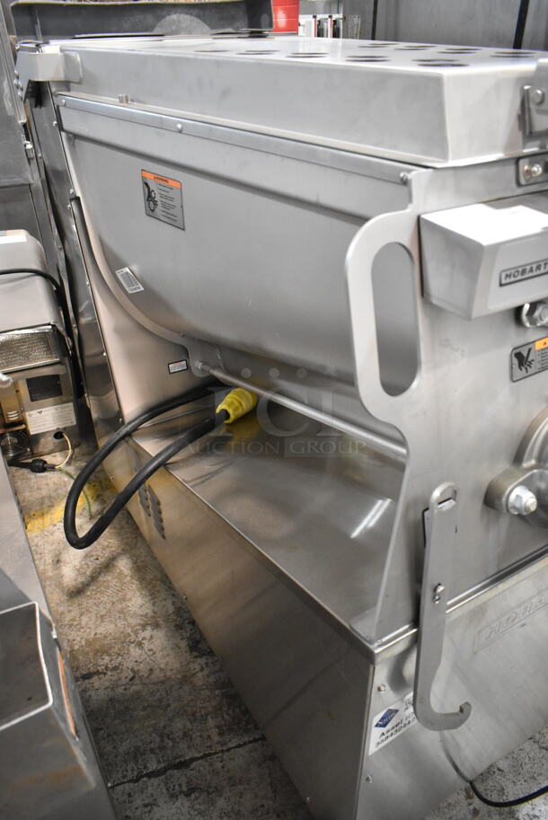 2019 Hobart MG2032 Metal Commercial Floor Style Electric Powered Meat Mixer Grinder w/ Foot Pedal on Commercial Casters. 208 Volts, 3 Phase. Tested and Working! - Image 4 of 8
