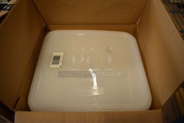 ALL ONE MONEY! Lot of 6 BRAND NEW IN BOX! Rubbermaid White Poly Lids. 11.5x11.5x0.5 - Image 1 of 4