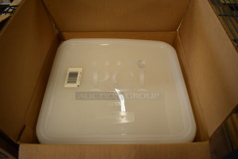 ALL ONE MONEY! Lot of 6 BRAND NEW IN BOX! Rubbermaid White Poly Lids. 11.5x11.5x0.5