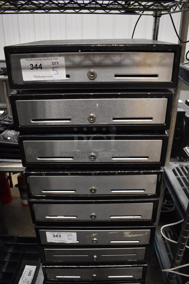 5 Metal Cash Drawers w/ Stainless Steel Face. 16x16.5x4.5. 5 Times Your Bid!