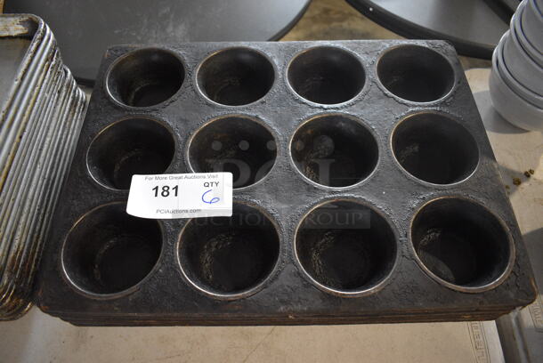 6 Metal 12 Cup Muffin Baking Pans. 18x13.5x2. 6 Times Your Bid!