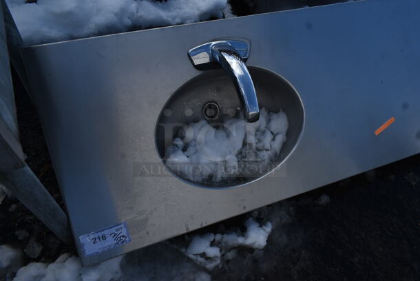 Stainless Steel Commercial Wall Mount Counter w/ 2 Sink Bays and 2 Faucets. Bays 15.5x11x7 - Image 2 of 4