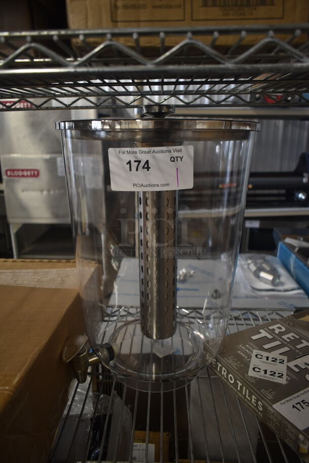 BRAND NEW SCRATCH AND DENT! Clear Poly Beverage Holder Dispenser w/ Chrome Lid.