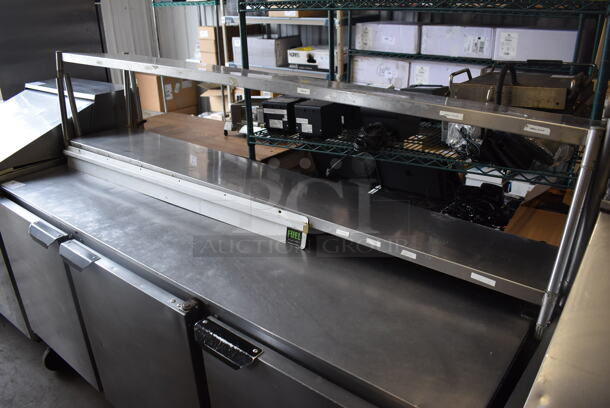 Beverage Air UCR72AY Stainless Steel Commercial 3 Door Undercounter Cooler on Commercial Casters w/ 2 Tier Over Shelf. 115 Volts, 1 Phase. 72x30x54. Tested and Working! - Image 2 of 8