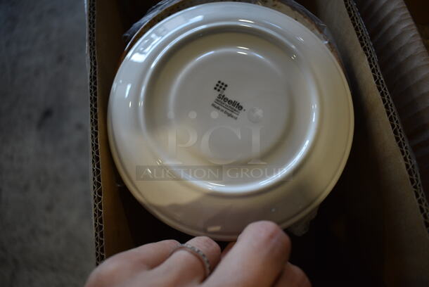 36 BRAND NEW IN BOX! White Ceramic Saucers w/ Brown Specks. 5.75x5.75x1. 36 Times Your Bid! - Image 4 of 5