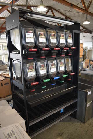 Black Floor Style 10 Bin Coffee Bean Dispenser. 48x24x80