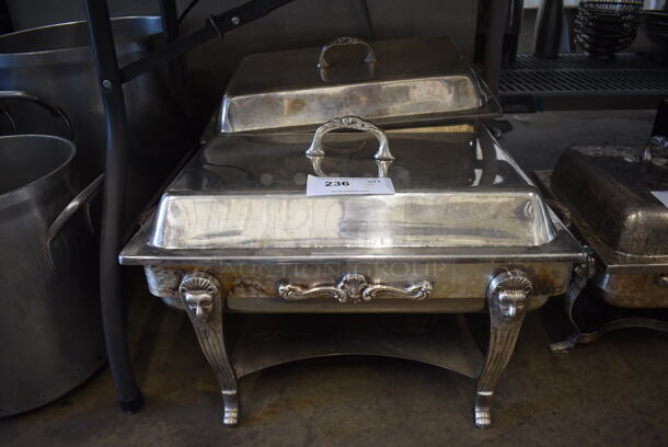 2 Metal Chafing Dishes w/ Drop In Bins and Lids. Comes w/ Extra Lid. 15x20x16. 2 Times Your Bid!