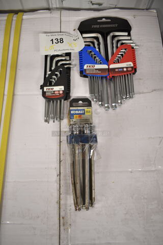 3 BRAND NEW! TEQ Items; Hex Key Set, Star Key Set and Long Ball Hex Bit Socket Set. 3 Times Your Bid!