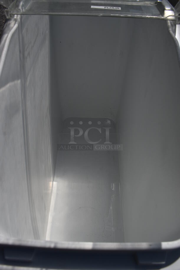 White Poly Ingredient Bin w/ Clear Lid on Commercial Casters. 13x30x28 - Image 3 of 3