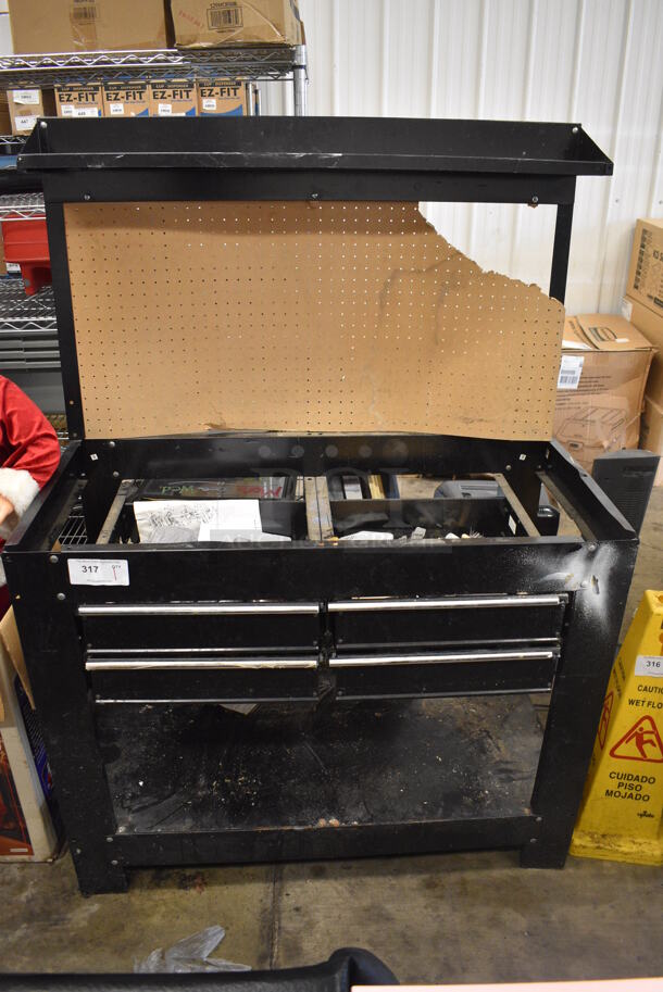 Black Metal Tool Box Station. Comes w/ All Contents! 45x22x64