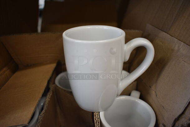 72 BRAND NEW IN BOX! White Ceramic Mugs. 4.5x3x4. 72 Times Your Bid!