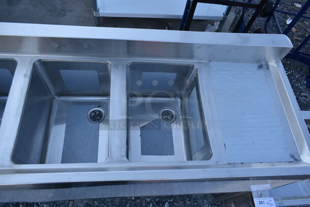 BRAND NEW SCRATCH AND DENT! Regency 600B31014213 Stainless Steel Commercial 3 Bay Back Bar Sink w/ Dual Drain Boards. Bays 10x14. Drain Boards 11x15 - Image 4 of 6
