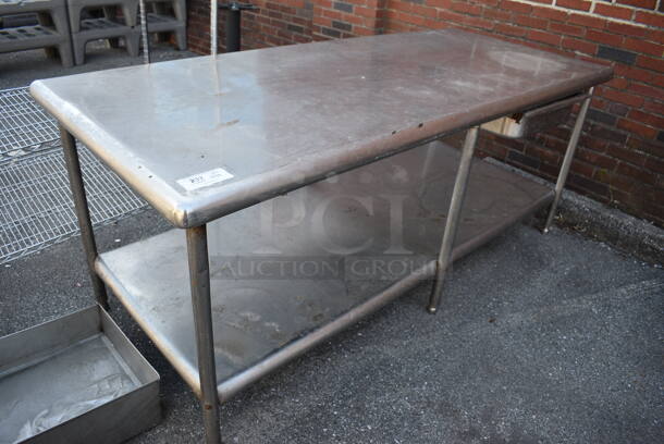 Stainless Steel Table w/ Metal Under Shelf and Drawer. 84x36x34