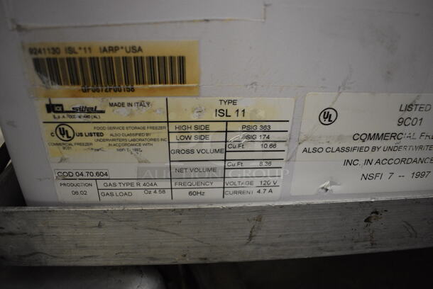 Model ISL 11 Metal Commercial Chest Freezer Merchandiser on Commercial Casters. 120 Volts, 1 Phase. 41x25x38. Tested and Working! - Image 7 of 8